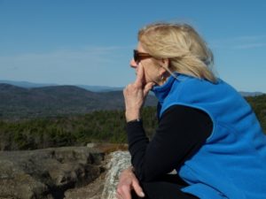 Esther B. Folts contemplating the Watershed from Foss Mountain, Eaton.